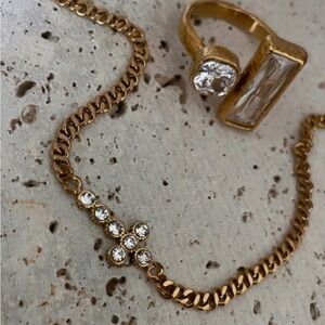 Gold-Tone Crystal Cross Bracelet waterproof